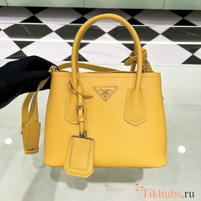 Prada Double Saffiano Leather Mini Bag Yellow 25x18.5x12.5cm - 1