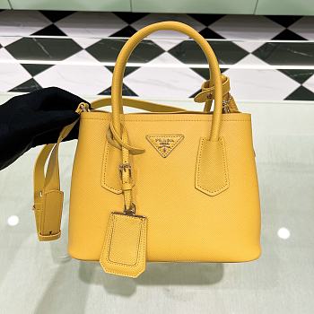 Prada Double Saffiano Leather Mini Bag Yellow 25x18.5x12.5cm