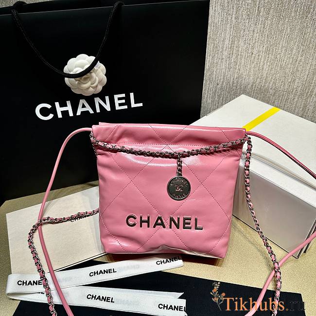 Chanel 22 Handbag Pink Silver 20cm - 1