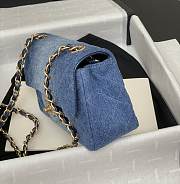Chanel Small Flap Bag Denim Blue Gold 20cm - 4