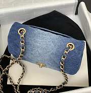 Chanel Small Flap Bag Denim Blue Gold 20cm - 3