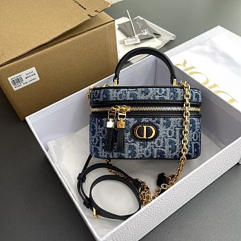 Dior 30 Montaigne Mini Vanity Case Blue Denim 16.5 x 8 x 9.5 cm 