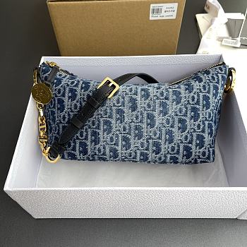 Dior Diorstar Hobo Bag With Chain Blue Denim 28.5 x 14.5 x 10 cm