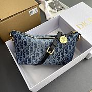 Dior Diorstar Hobo Bag With Chain Blue Denim 28.5 x 14.5 x 10 cm - 3