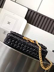 Celine Chain Shoulder Bag Raffia Black 20.5x10.5x4cm - 5