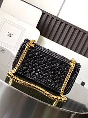 Celine Chain Shoulder Bag Raffia Black 20.5x10.5x4cm - 4