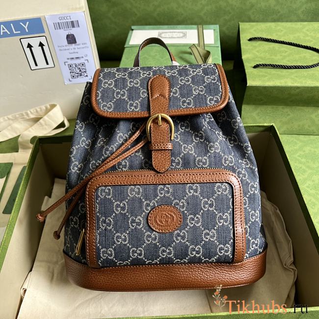 Gucci Backpack With Interlocking G Blue 26.5x30x13cm - 1
