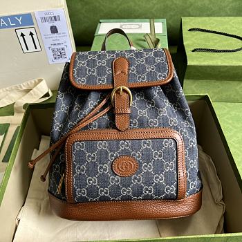 Gucci Backpack With Interlocking G Blue 26.5x30x13cm