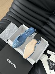 Chanel Slingback Blue Denim Flat - 4