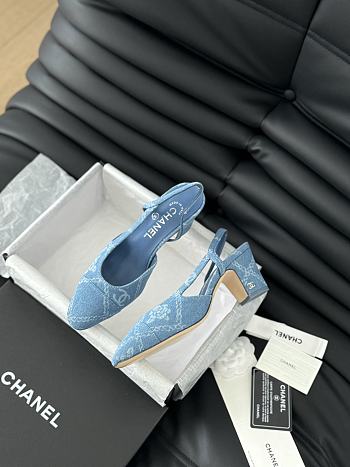 Chanel Slingback Pump Blue Denim 5cm