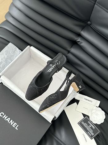 Chanel Slingback Pump Black Denim 5cm