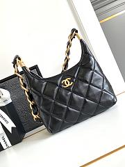 Chanel Hobo Bag Black Lambskin Gold 22.5x19.5x8.5cm - 1