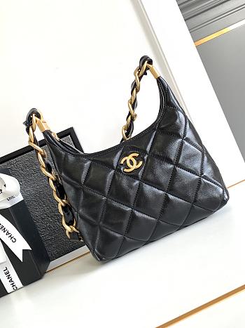 Chanel Hobo Bag Black Lambskin Gold 22.5x19.5x8.5cm