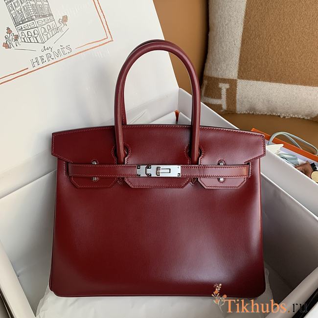 Hermes Birkin 30 Red Box Leather Silver 30cm - 1