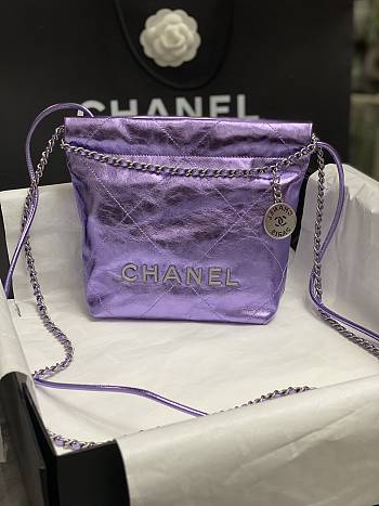 Chanel 22 Handbag Purple Silver 20x19x6cm