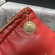 Chanel 22 Handbag Red Gold 20x19x6cm - 2
