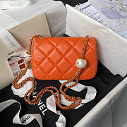 Chanel 24s Mini Flap Bag Orange Lambskin 17x11.5x5cm - 4