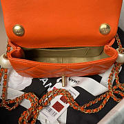 Chanel 24s Mini Flap Bag Orange Lambskin 17x11.5x5cm - 3