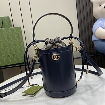 Gucci Ophidia Mini Bucket Bag Dark Blue 11.5x23x8cm