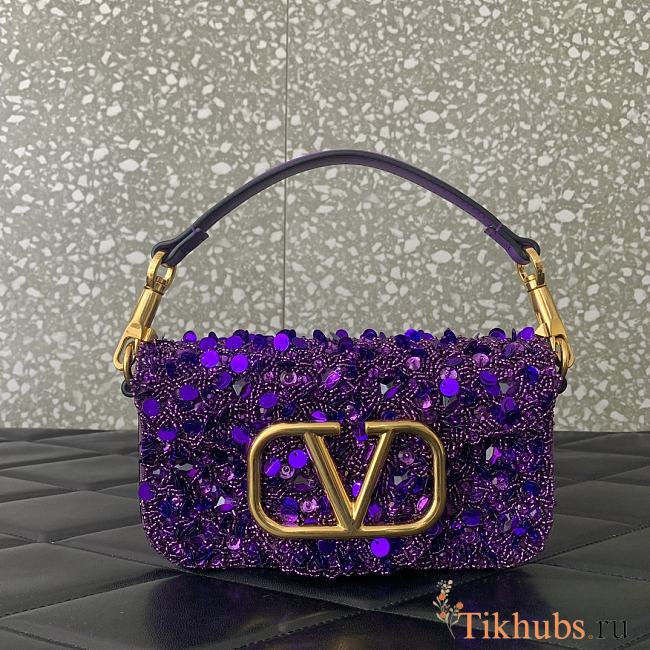Valentino Garavani Loco Shoulder Bag Purple 19x10.5x5cm - 1