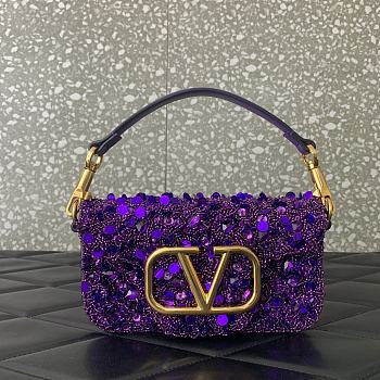 Valentino Garavani Loco Shoulder Bag Purple 19x10.5x5cm