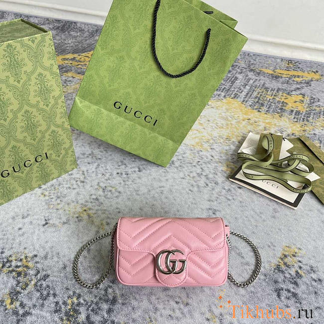 Gucci GG Marmont Matelasse Super Mini Bag Pink 16.5x10x5cm - 1