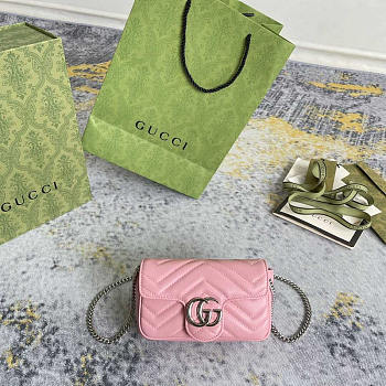 Gucci GG Marmont Matelasse Super Mini Bag Pink 16.5x10x5cm