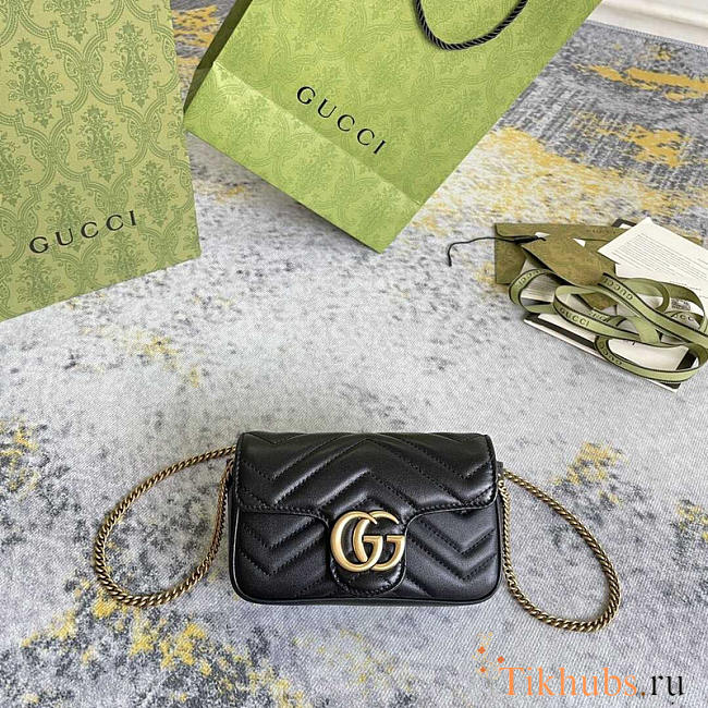 Gucci GG Marmont Matelasse Super Mini Bag Black 16.5x10x5cm - 1