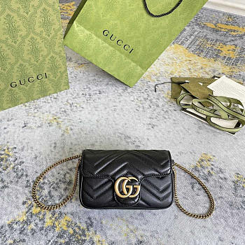 Gucci GG Marmont Matelasse Super Mini Bag Black 16.5x10x5cm