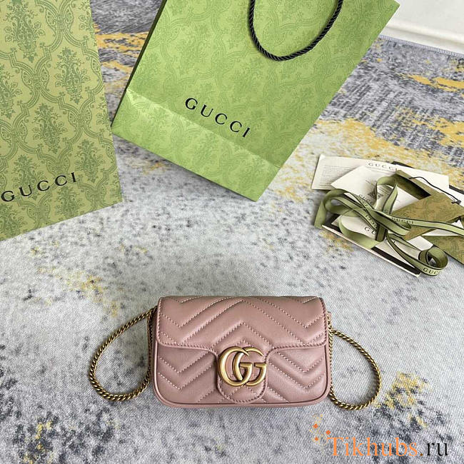 Gucci GG Marmont Matelasse Super Mini Bag Rose 16.5x10x5cm - 1