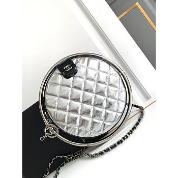 Chanel Metallic Calfskin Round Bracelet Clutch 22x22x4cm