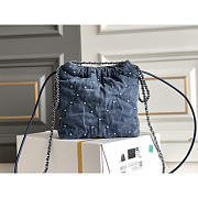 Chanel 22 small Handbag Denim Silver Blue 20x19x6cm - 6