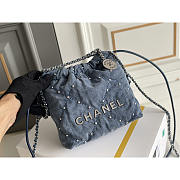 Chanel 22 small Handbag Denim Silver Blue 20x19x6cm - 2