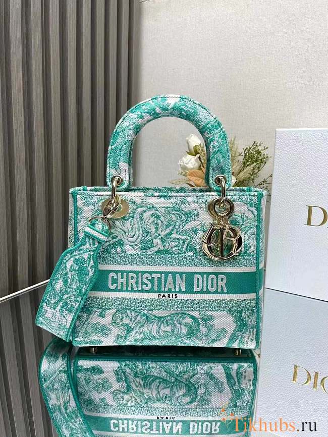 Dior Medium Dioriviera Lady D-Lite Bag Aquamarina 24 x 20 x 12 cm - 1