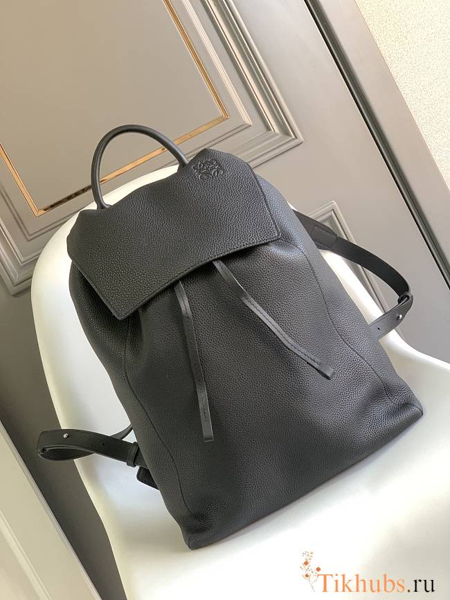 Loewe Anagram Leather Drawstring Backpack Black 41x31x24cm - 1