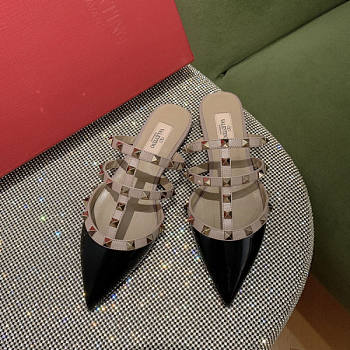 Valentino Rockstud Mules Black Patent