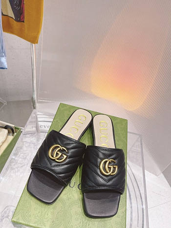 Gucci Double G Thong Sandal Black Slides