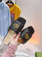 Gucci Double G Thong Sandal Black Slides - 3