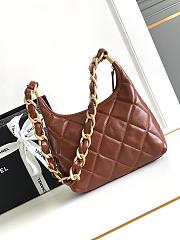 Chanel Hobo Bag Brown Lambskin Gold 22.5x19.5x8.5cm - 4