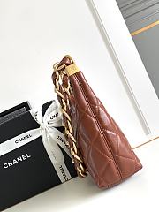 Chanel Hobo Bag Brown Lambskin Gold 22.5x19.5x8.5cm - 3