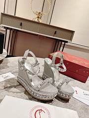 Christian Louboutin Spike Glitter Platform Wedge Heel - 1