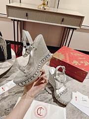 Christian Louboutin Spike Glitter Platform Wedge Heel - 2