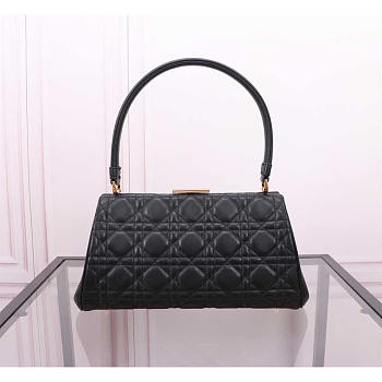 Dior Caro Cannage Frame Bag Black Leather 26x9x11.5cm