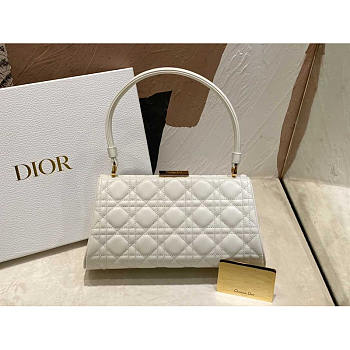 Dior Caro Cannage Frame Bag White Leather 26x9x11.5cm