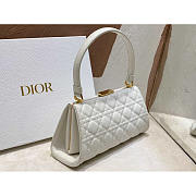 Dior Caro Cannage Frame Bag White Leather 26x9x11.5cm - 5