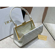 Dior Caro Cannage Frame Bag White Leather 26x9x11.5cm - 3