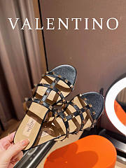 Valentino Garavano Rockstud Black Gold Slides - 4