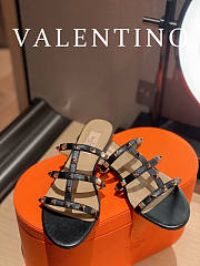 Valentino Garavano Rockstud Black Gold Slides - 2