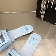 Fendi Baguette Leather Slides Blue - 3