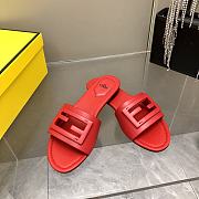 Fendi Baguette Leather Slides Red - 1